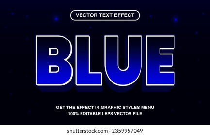 Blue editable text effect template, 3d bold neon futuristic text style, premium vector	
