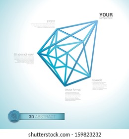 Blue edition of a 3d abstract minimal  edgy pointy lattice network composition, scalable eps10 vector background for infographics, for webdesign, print or for universal use