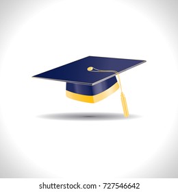 Blue education cap with golden elements