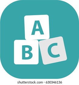 blue education cube, blocks icon, toys logo