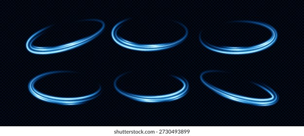 Blauer Effekt mit Kreisportallicht und Geschwindigkeit. Wellenrunde Ellipse mit Luft und Blau. Effekt Kreis Schock png drehen Neon Vortex Tornado Schießen Halo Red Ring Elektro futuristischen Farbverlauf Rahmen.