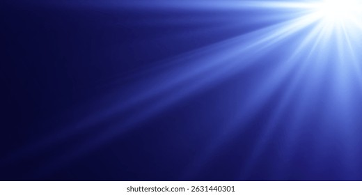Efeito azul com brilho de luz. Efeito do flash solar. Em fundo transparente. Vetor. EPS 10.