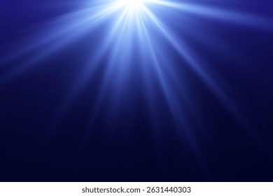 Efeito azul com brilho de luz. Efeito do flash solar. Em fundo transparente. Vetor. EPS 10.