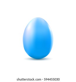 Blue egg isolated on white background. Easter object template. Vector illustration.