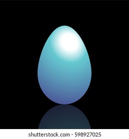 blue egg on black background