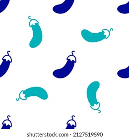 Blue Eggplant icon isolated seamless pattern on white background.  Vector