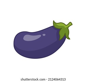 Blue eggplant. Vector illustration of a vegetable in a cartoon childish style. Isolated funny clipart on white background. cute print.