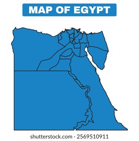 Blue Egypt country map border outline vector