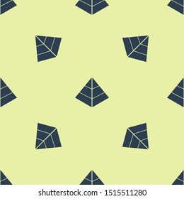 Blue Egypt pyramids icon isolated seamless pattern on yellow background. Symbol of ancient Egypt.  Vector Illustration