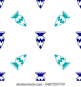 Blue Egyptian vase icon isolated seamless pattern on white background. Symbol of ancient Egypt.  Vector