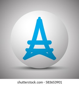 Blue Eiffel Tower icon on white sphere