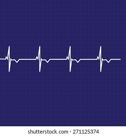 Blue Ekg Line On Black Background, Heart Monitor,heart Rhythm Vector 