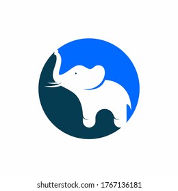 Blue elaphant logo in round circle logo template