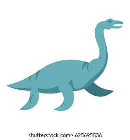 Blue elasmosaurine dinosaur icon flat isolated on white background vector illustration
