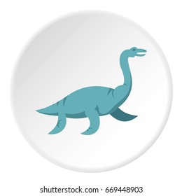 Blue elasmosaurine dinosaur icon in flat circle isolated on white background vector illustration for web