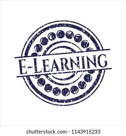 Blue E-Learning distress grunge seal