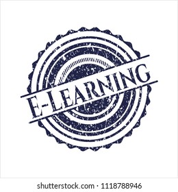 Blue E-Learning distress rubber grunge seal