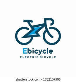 Blue electric bicycle vector logo template