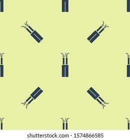 Blue Electric cable icon isolated seamless pattern on yellow background.  Vector Illustration