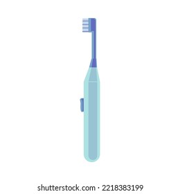 Ilustración de cepillo de dientes de dibujos animados eléctricos azules. Pincel de limpieza dental para niños y adultos para sonrisa blanca e ilustración del vector de salud dental. Concepto de higiene de la cavidad bucal