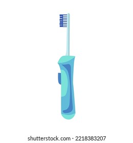 Ilustración de cepillo de dientes de dibujos animados eléctricos azules. Pincel de limpieza dental para niños y adultos para sonrisa blanca e ilustración del vector de salud dental. Concepto de higiene de la cavidad bucal