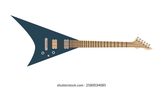 Blue electric guitar in clip art style. Isolated vector illustration for your design