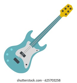 Blue electric guitar icon flat isolated on white background vector illustration