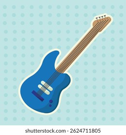Blue Electric Guitar. Vector illustration