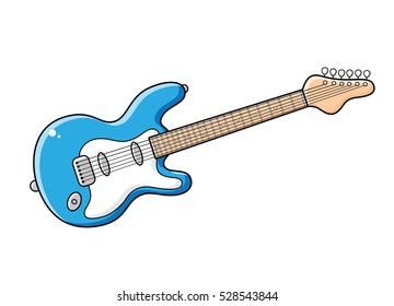 Blue electric guitar vector isolated.