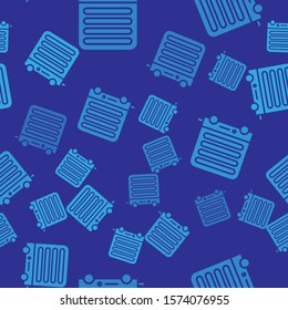 Blue Electric heater icon isolated seamless pattern on blue background. Infrared floor heater with remote control. House climate control.  Vector Illustration