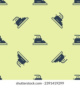 Blue Electric iron icon isolated seamless pattern on yellow background. Steam iron.  Vector