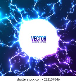 Blue electric lightnings vector plasma ball