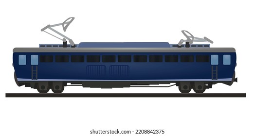 Blue Electric Locomotive. Vector Illustration