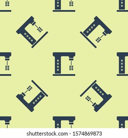Blue Electric mixer icon isolated seamless pattern on yellow background. Kitchen blender.  Vector Illustration