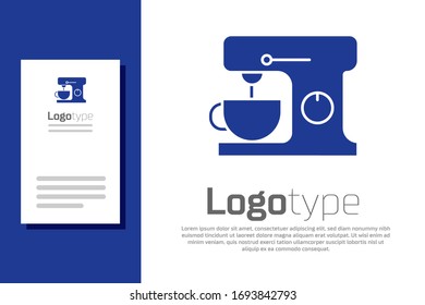Blue Electric mixer icon isolated on white background. Kitchen blender. Logo design template element. Vector Illustration