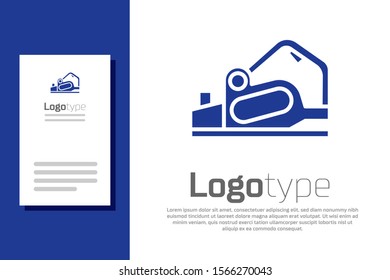 Blue Electric planer tool icon isolated on white background. Logo design template element. Vector Illustration