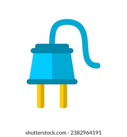 Blue electric plug icon flat vector design