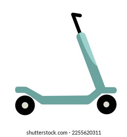 Blue electric scooter in simple flat design, isolated vector illustration