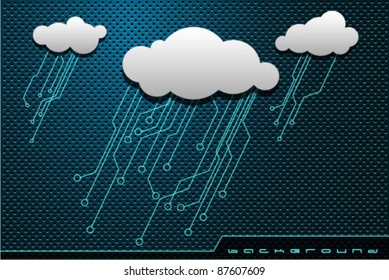 Blue Electric Sky with a Clouds. Abstract Vector Background Easy editable for Your design.