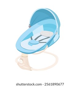 Blue electric swing cradle vector illustration isolated on white background. Baby element, baby product clipart in flat design.