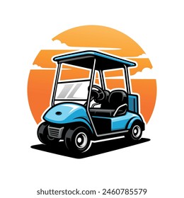 blue electric vehicle golf cart illustration color vector