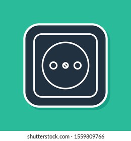 Blue Electrical outlet icon isolated on green background. Power socket. Rosette symbol.  Vector Illustration