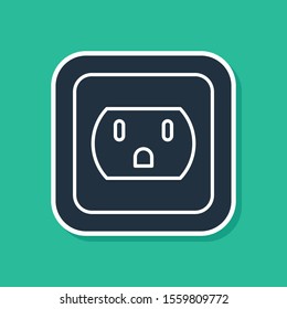 Blue Electrical outlet in the USA icon isolated on green background. Power socket.  Vector Illustration