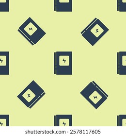 Blue Electrical panel icon isolated seamless pattern on yellow background.  Vector