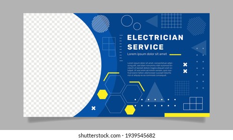 Blue electrician banner template. - Vector.