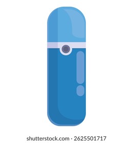 Blue electronic cigarette with a visible heating element, isolated on a white background