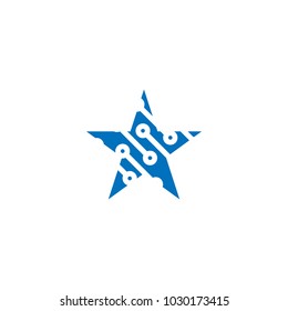 Blue electronic circuit logo and icon template
