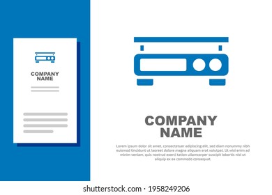 Icono de escalas electrónicas azules aislado en fondo blanco. Equipamiento para medir el peso. Elemento de plantilla de diseño de logotipo. Vector