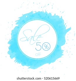 Blue elegance sale banner on watercolor background design for a shop and site 50%. Vector illustration