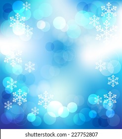 Blue elegant abstract background with bokeh lights on Christmas night vector